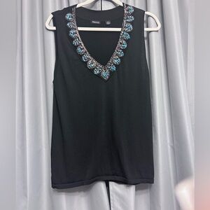 10 2/15 Theme NYC XL Black Turquoise gold embellishments beaded dress tank